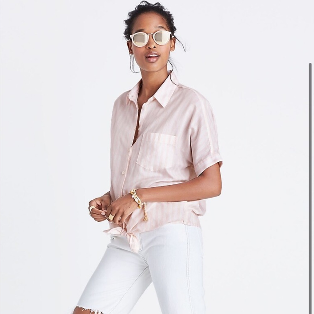 Madewell Pink Stripe Tie Top